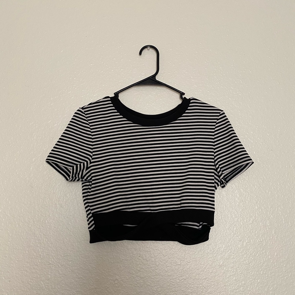 Cute White and Black Striped Crop Top